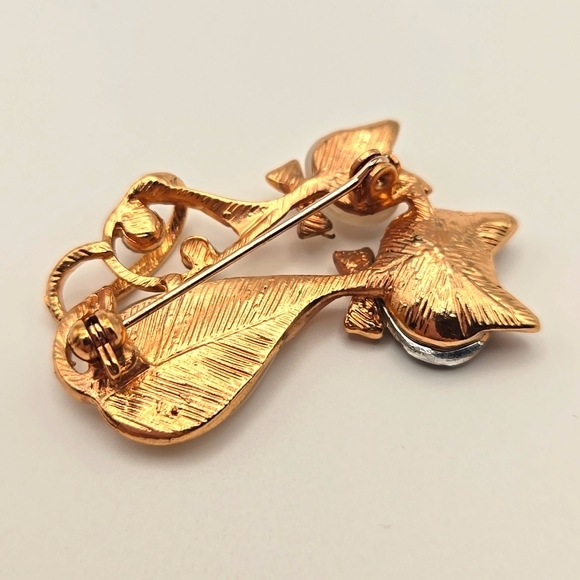 NWOT Two Kitty Cat Sitting Brooch/Pin Rose Gold Tone - Picture 4 of 6